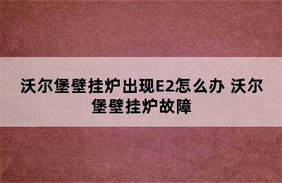 沃尔堡壁挂炉出现E2怎么办 沃尔堡壁挂炉故障